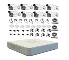 Kit complet sistem supraveghere exterior profesional HIKVISION cu 8 camere 5MP TURBO HD, IR 40m SafetyGuard Surveillance foto