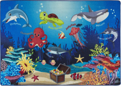 Covor Pentru Copii Antiderapant Oceanarium Blue - 133x190, Albastru foto