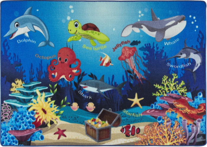 Covor Pentru Copii Antiderapant Oceanarium Blue - 133x190, Albastru