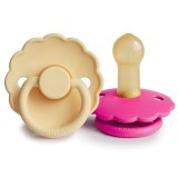 FRIGG Daisy Size 2:6-18 months suzetă Pale Daffodil/Fuchsia 2 buc