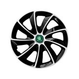 Set 4 Capace Roti potrivite jantelor de 14 inch, pentru Skoda Nou Verde, model Stig Extra Black &amp; White, Autohelix MSA