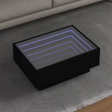 VidaXL Măsuță de cafea cu LED, negru, 70x50x30 cm, lemn prelucrat