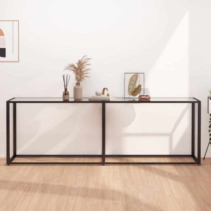 Gossi masa consola, transparent, 220x35x75,5 cm, sticla securizata