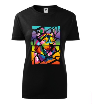 Tricou Personalizat cu Design Geometric de Caine Colorat - Arta Moderna si Stil Unic foto