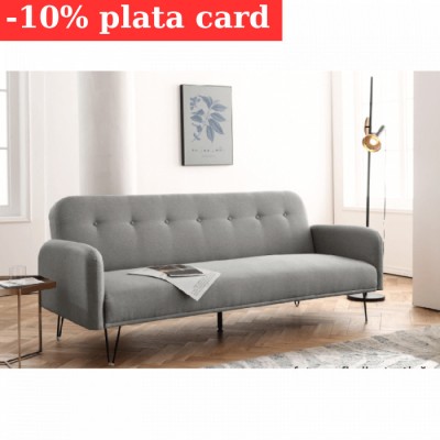 Canapea Every-Day 200x80x76 cm Rabatabila Catifea Light Grey (cod AF 2409-07) foto