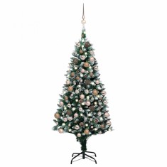vidaXL Brad Crăciun artificial pre-iluminat globuri/conuri pin 150 cm 3077616