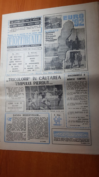 ziarul fotbal 9 februarie 1990-interv. sorin cartu,emerich jenei,marcel raducanu