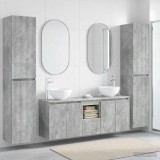 Cumpara ieftin Set dulap baie 5 buc. Gri Beton 129 x 35 x 80 cm Lemn prelucrat