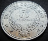 Moneda exotica 5 CORDOBAS - NICARAGUA, anul 2007 * Cod 1267