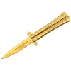 Briceag Fluture Auriu IdeallStore&reg;, Skull Crusher, Otel Inoxidabil, 24cm, Camping, Cutit Balisong