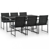 VidaXL Set mobilier de exterior cu perne, 7 piese, negru, poliratan