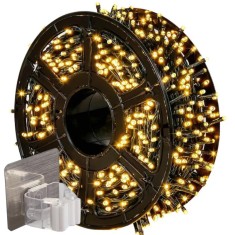 Instalatie Luminoasa LED 50M + Suport Autoadeziv 8x8 cm, 8 Jocuri de Lumini, Impermeabila IP44, Alb cald, 50 m