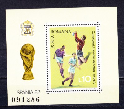 TSV$ - 1981 LP 1047 C.M. DE FOTBAL - SPANIA, COLITA DANTELATA MNH/** LUX foto