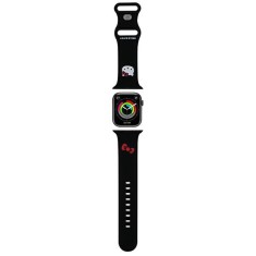 Curea Hello Kitty Silicone Kitty Head pentru Apple Watch 49mm / 46mm / 45mm / 44mm / 42mm Series, Neagra