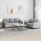 VidaXL Set de canapele cu perne, 2 piese, gri deschis, material textil