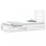 Cumpara ieftin Pat de zi extensibil, alb, 2x(90x200) cm, lemn masiv de pin
