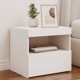 vidaXL Noptiere cu lumini LED, 2 buc., alb, 50x40x45 cm