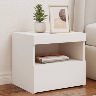 Gossi noptiere cu lumini led, 2 buc., alb, 50x40x45 cm foto