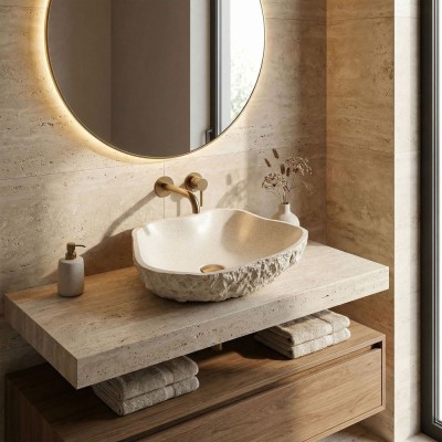 Lavoar pe blat Isla Warm Beige foto