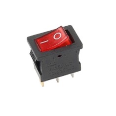 Intrerupator basculant rocker iluminat verde, ON, OFF cu mentinere, 6A 250V AC, 21x15 mm, montaj panou, KCD1-101-02-RED