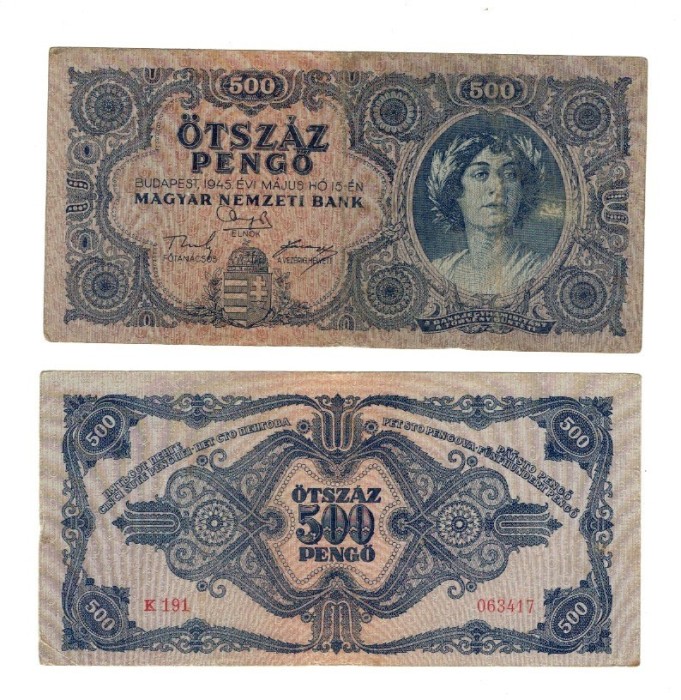 Ungaria 1945 - 500 pengo, circulata