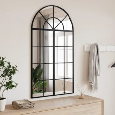 vidaXL Oglindă de perete, negru, 60x110 cm, arcuită, fier 3200606