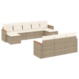 Cumpara ieftin Set canapele de gradina cu perne, 10 piese, bej, poliratan