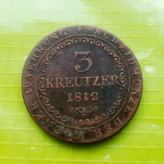 D352- MONEDA 3 kreutzer 1812 bronz-Imp Habsburg Franciscus II. Diametrul 3.3 cm.