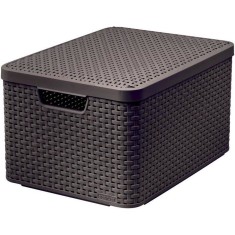Cos rufe, 2 manere, capac, plastic, maro, 45x33x25 cm, Curver foto