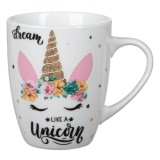 Cană Por┼&uacute;elan, Rainbow Unicorn, Alb, Capacitate 0,35L, Oem