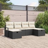 Cumpara ieftin Set de canapele pentru grădină cu pernă 6 pcs Negru Rattan poli