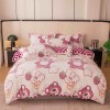 Lenjerie de pat dublu cocolino,4 piese cu elastic,roz cu ursuleti-A601, Jojo Home