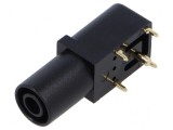 Conector banană 4mm soclu 24A negru aurit pentru PCB 33,6mm