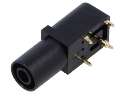 Conector banană 4mm soclu 24A negru aurit pentru PCB 33,6mm foto