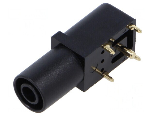 Conector banană 4mm soclu 24A negru aurit pentru PCB 33,6mm