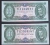 Ungaria, 2 x 10 Forint 1969, Consecutive.