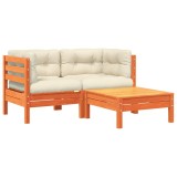 Cumpara ieftin Canapea de gradina cu perne si taburet, 2 locuri