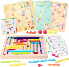 Joc Labirint Magnetic Multifunctional, cu 4 Desene pentru Copii, 30 x 30 cm