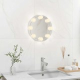 vidaXL Oglindă de perete cu lumini LED, fără ramă, sticlă, rotundă 3078646