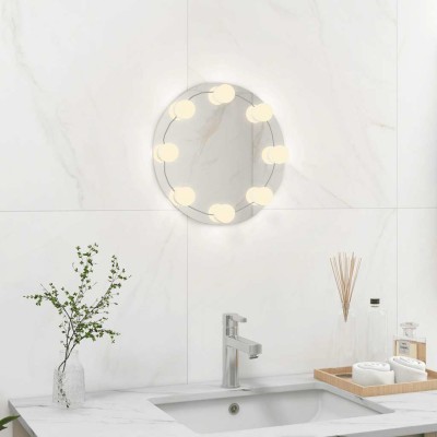 vidaXL Oglindă de perete cu lumini LED, fără ramă, sticlă, rotundă 3078646 foto