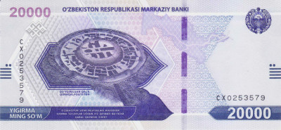 Bancnota Uzbekistan 20.000 Som 2021 - PNew UNC foto