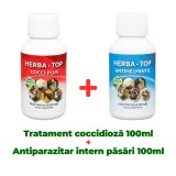 Tratament și prevenție coccidioză, Herba Top Cocci-Plus 100 ml + Antiparazitar intern pentru păsări Herba Top Antihelmintic 100 ml - Copie