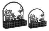 Cumpara ieftin Set 2 suporturi ghivece flori metal negru Rosangela 38x10.5x39.5 cm, 48x13x50 cm