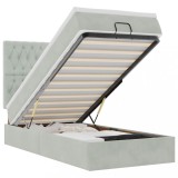 Cadru de pat otoman cu saltele Gri deschis 100x200cm catifea