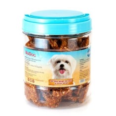 Recompense pentru c&acirc;ini Biodog os din piept de pui și orez brun 500 gr