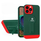 Husa Armor Design cu Stand pentru Apple iPhone 14 Pro (6.1) Verde/Rosu, Suport Auto Magnetic, Protectie Antisoc, Flippy