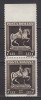 ROMANIA 1938 LP 128 CENTENARUL NASTERII REGELUI CAROL VALOAREA VALOAREA 7 LEI BRUN INCHIS PERECHE EROARE NEDANTELATA ORIZONTAL STARE MNH, Nestampilat