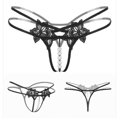 Bikini Tanga Mini G-string Stars Transparenti Chiloti Perle Open Crotch Straps foto