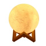 Lampa de veghe luna 3D Moon Light, lumina LED alb cald, alimentare baterii, fara acumulator, stand din plastic inclus, 12 cm, eMazing
