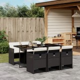 VidaXL Set mobilier de grădină cu perne, 7 piese, negru, poliratan 3277673